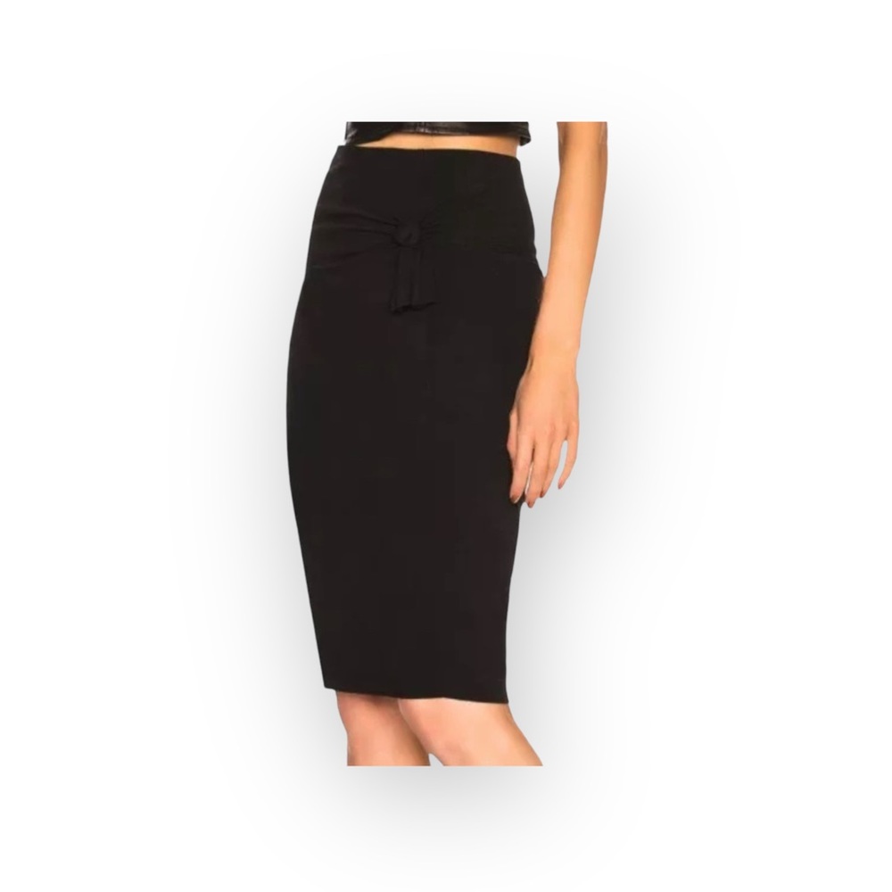 new Helmut Lang ♌︎ Slinky Sexy Knot Mini Skirt ♌︎ Black Stretch Jersey ♌︎ Large - Picture 15 of 17